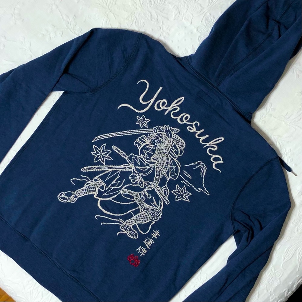 Lucky Brand Hoodie NWOT Jacket Embroidered Yokosuka Sweatshirt Size Small